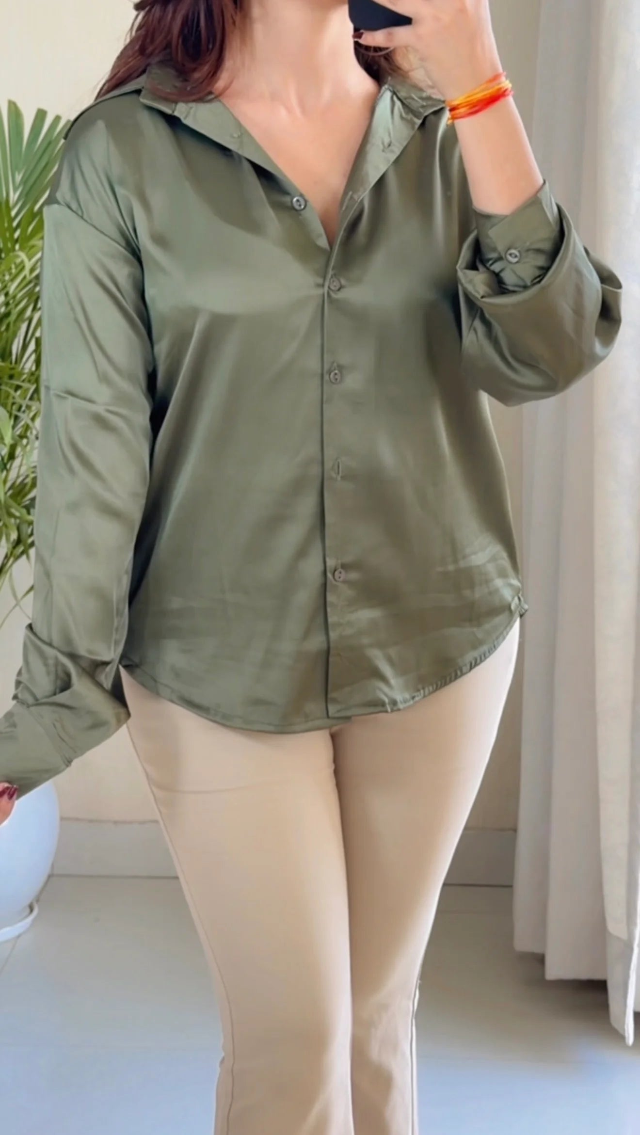 Sage Olive Green Luxe Sheen Shirt