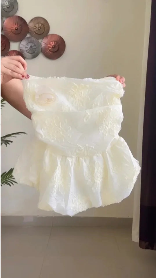 Embroidered Pretty Tube Top (Smoked Back) – T871