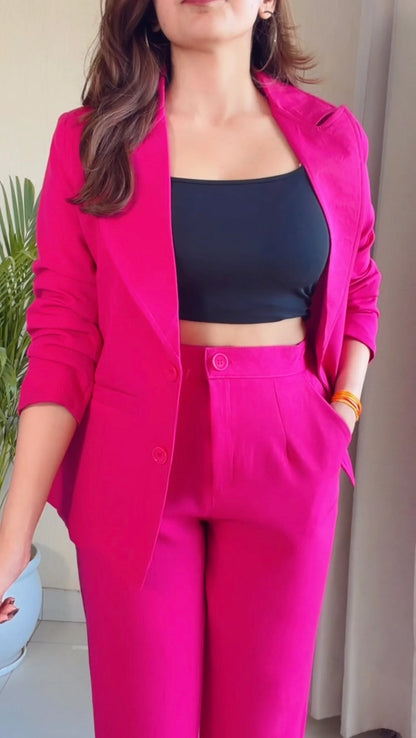 Fuchsia Pink Tailored Blazer Co-ord Set