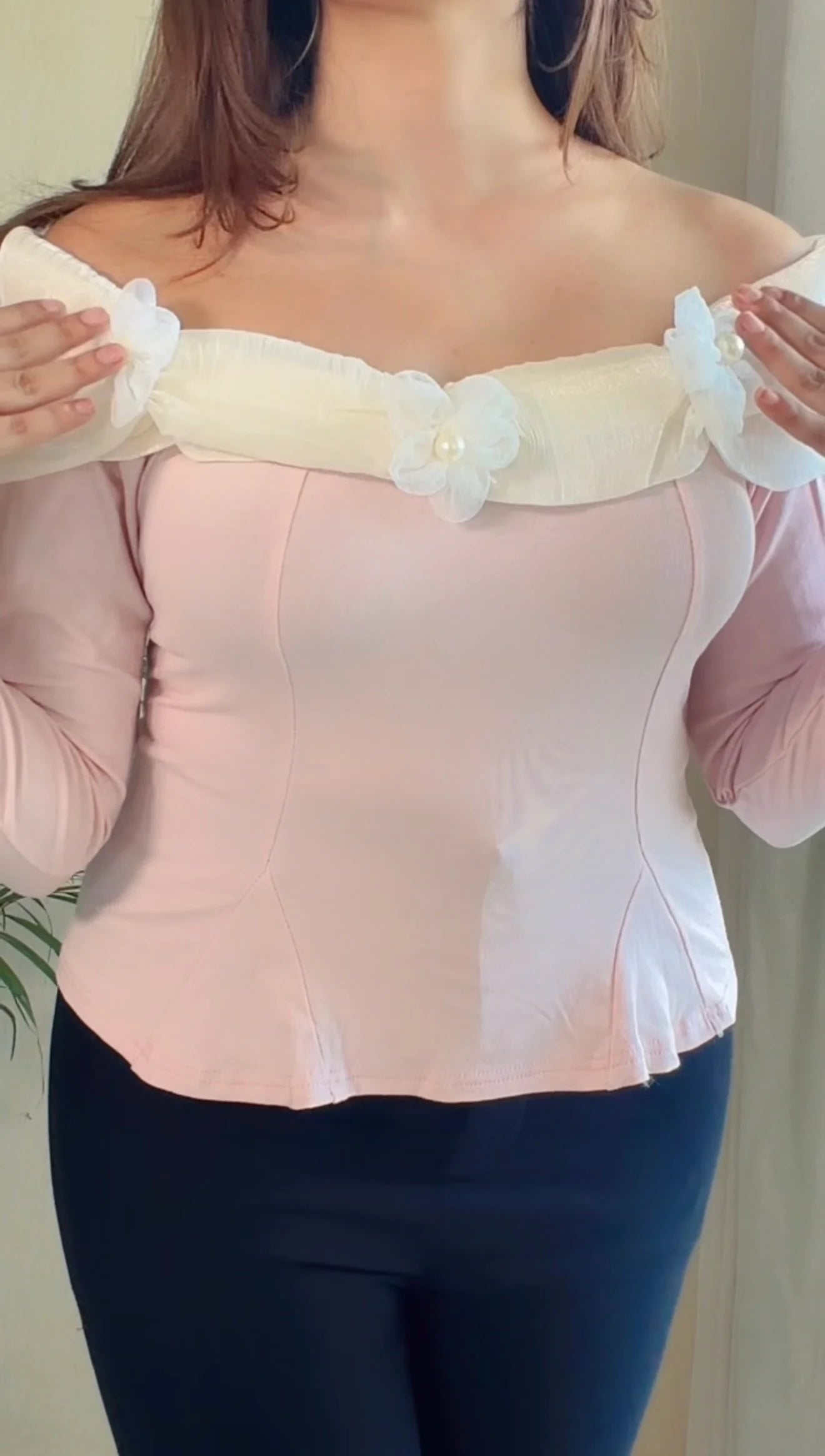 Ruffle Neck Peplum Top