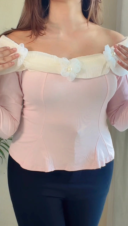 Ruffle Neck Peplum Top