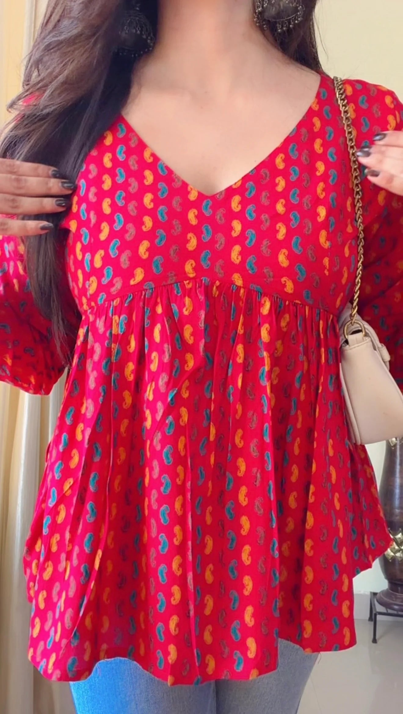 Blush Bloom Flared Short Kurti