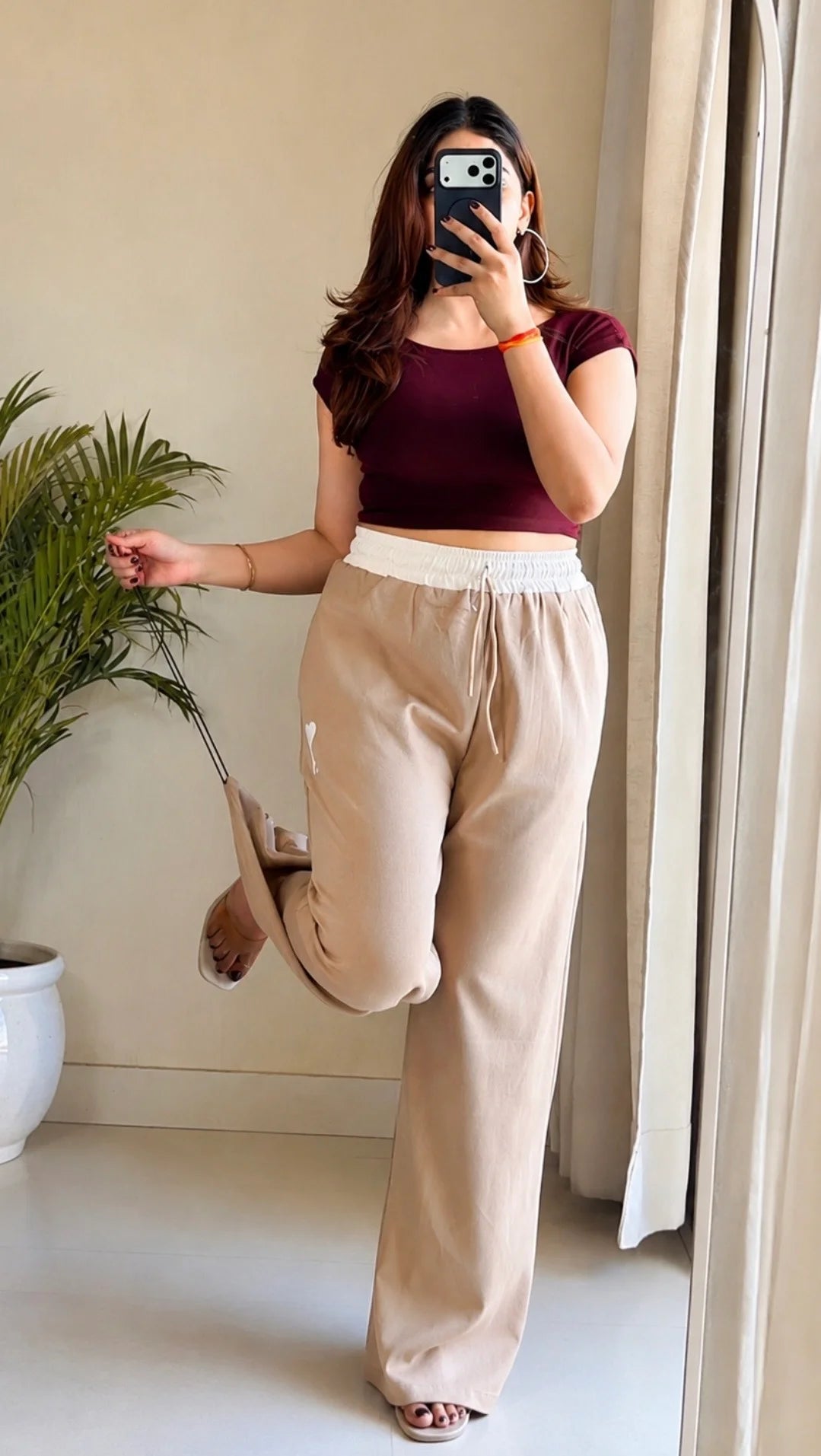 2-Way Convertible Drawstring Wide-Leg Pant