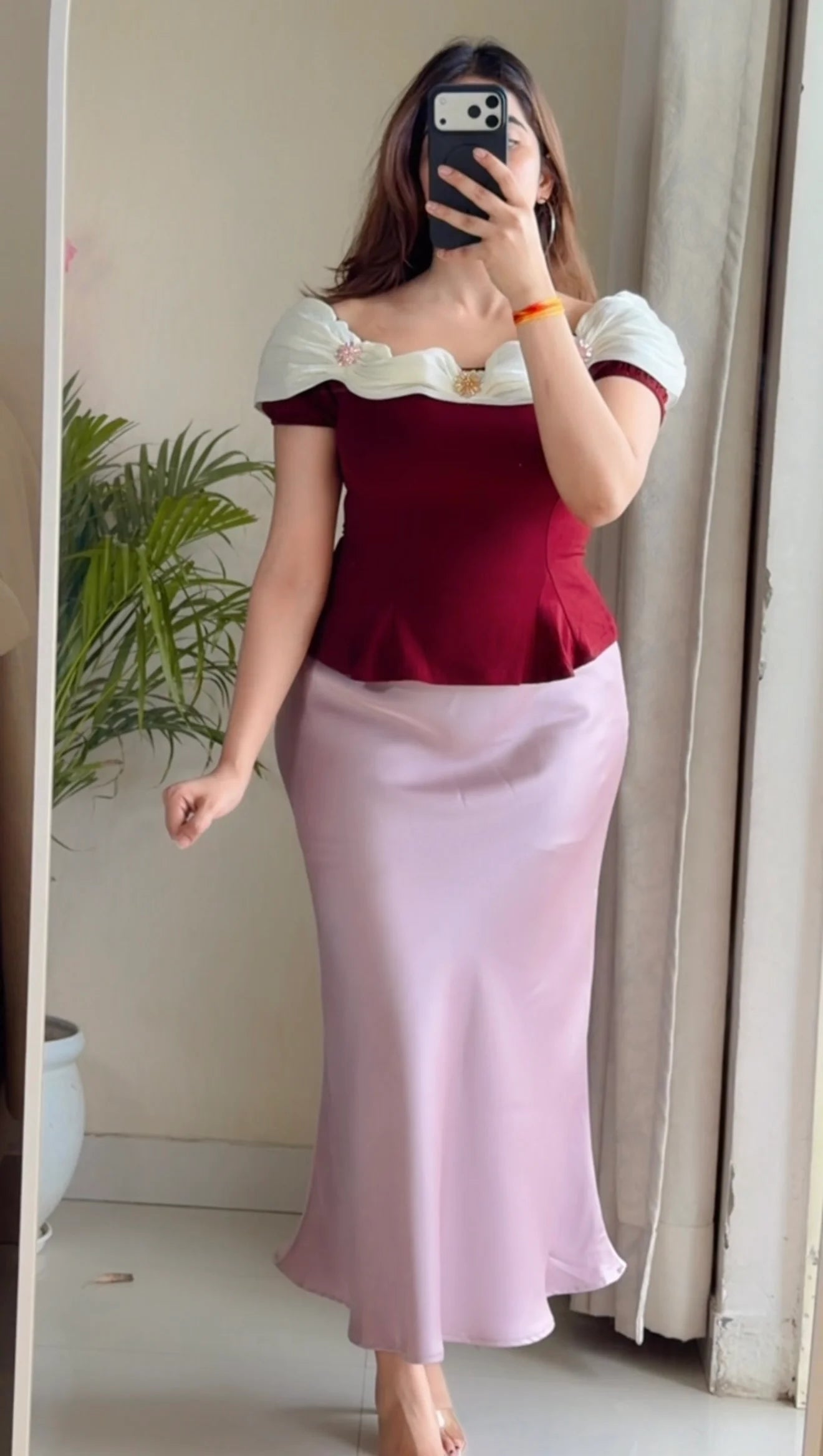 Chic Element Coord Set (Cherry Red & Soft Lilac )