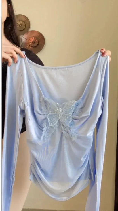 Pretty Butterfly Blue Top-T509