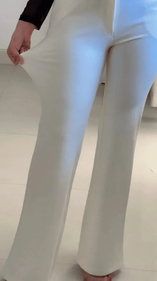 White Bootcut Flared Trouser(P-38)