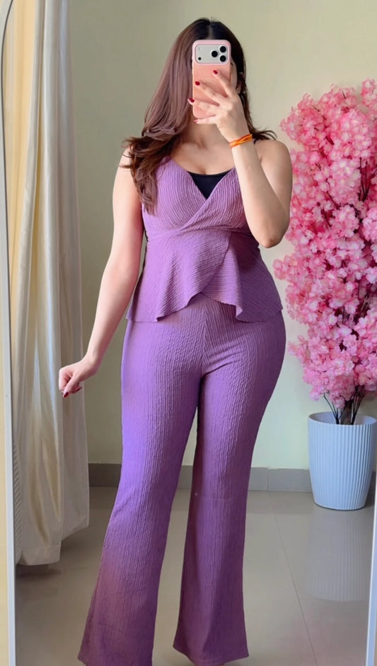 Lavender Wrap Peplum Co-ord Set