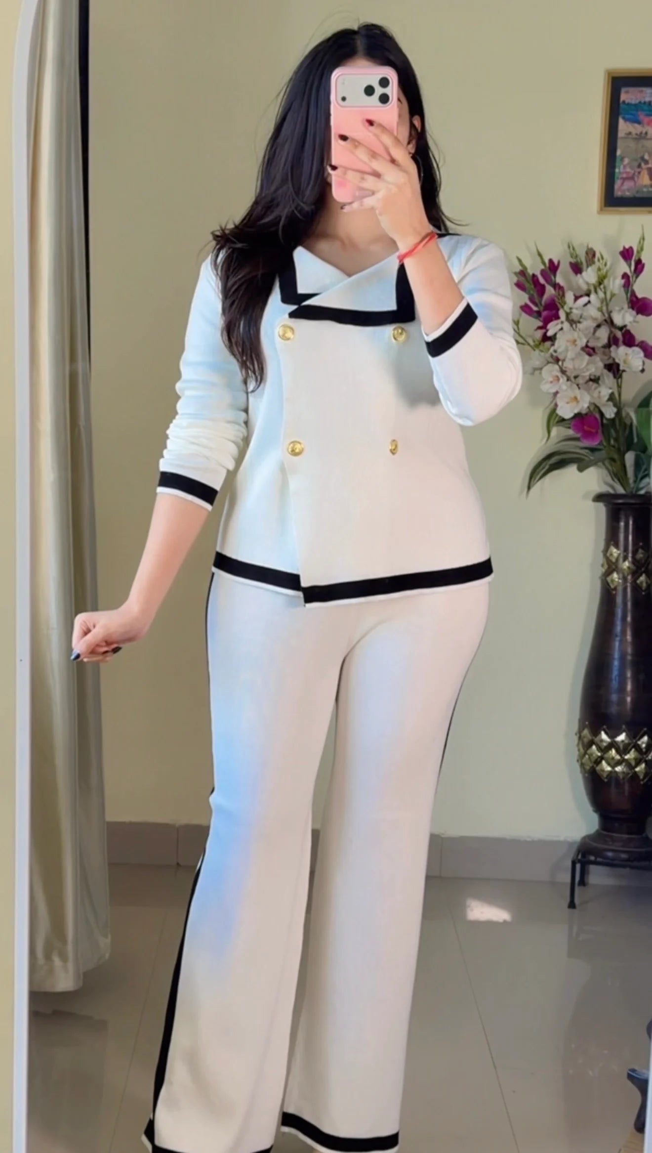 Egg White Tailored  Co-ord Set
