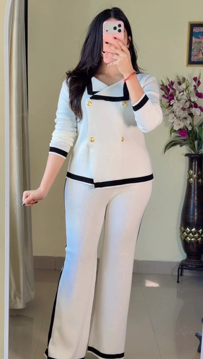 Egg White Tailored  Co-ord Set