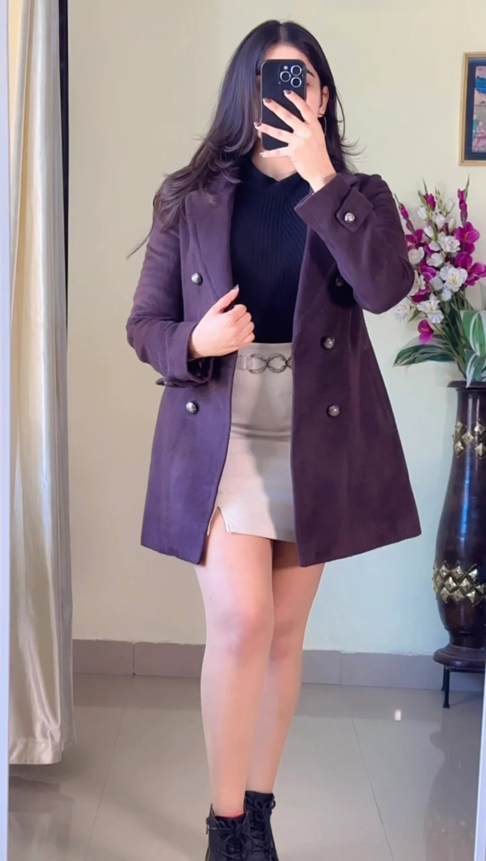 (Size-Xs to S)  Brown Winter Coat- Wo198