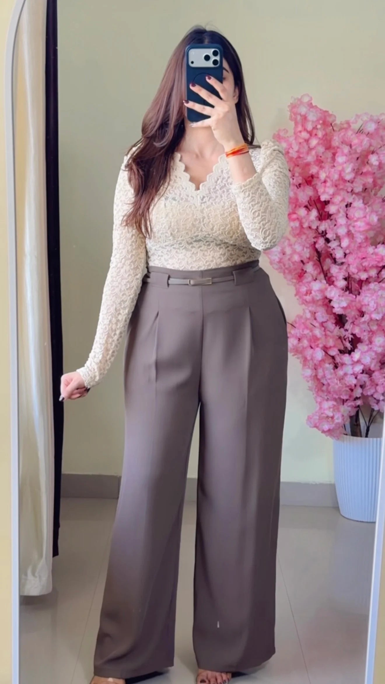 Mocha Taupe Tailored Trouser + Belt