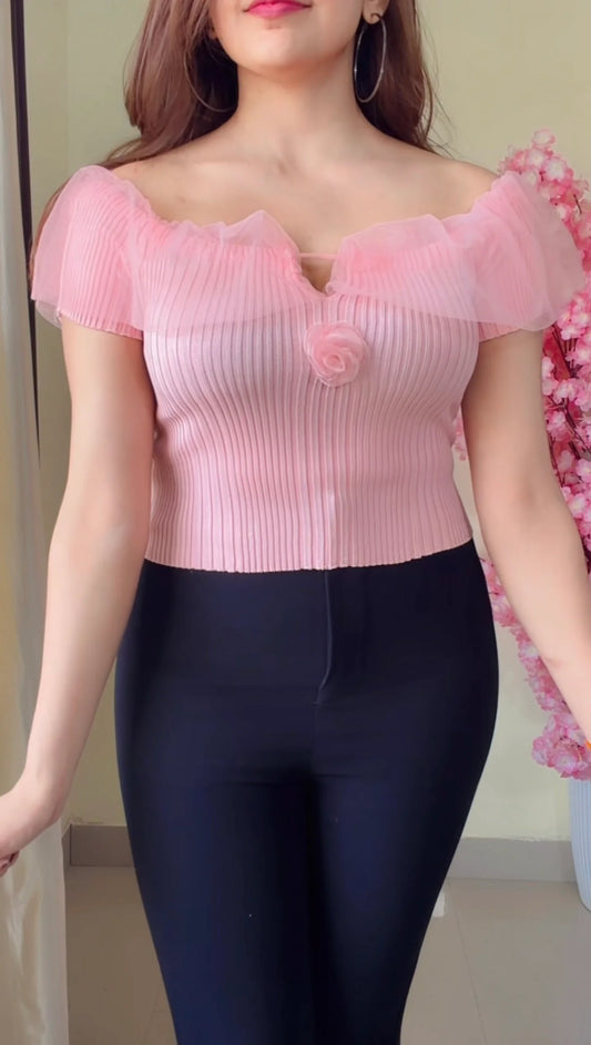 Ruffle Neck Peplum Top