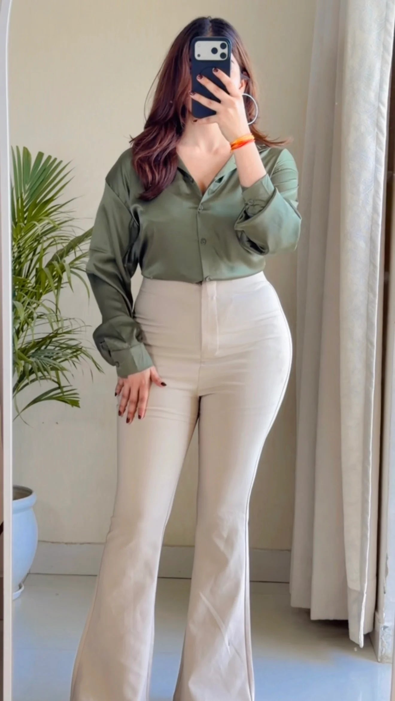 Sage Olive Green Luxe Sheen Shirt