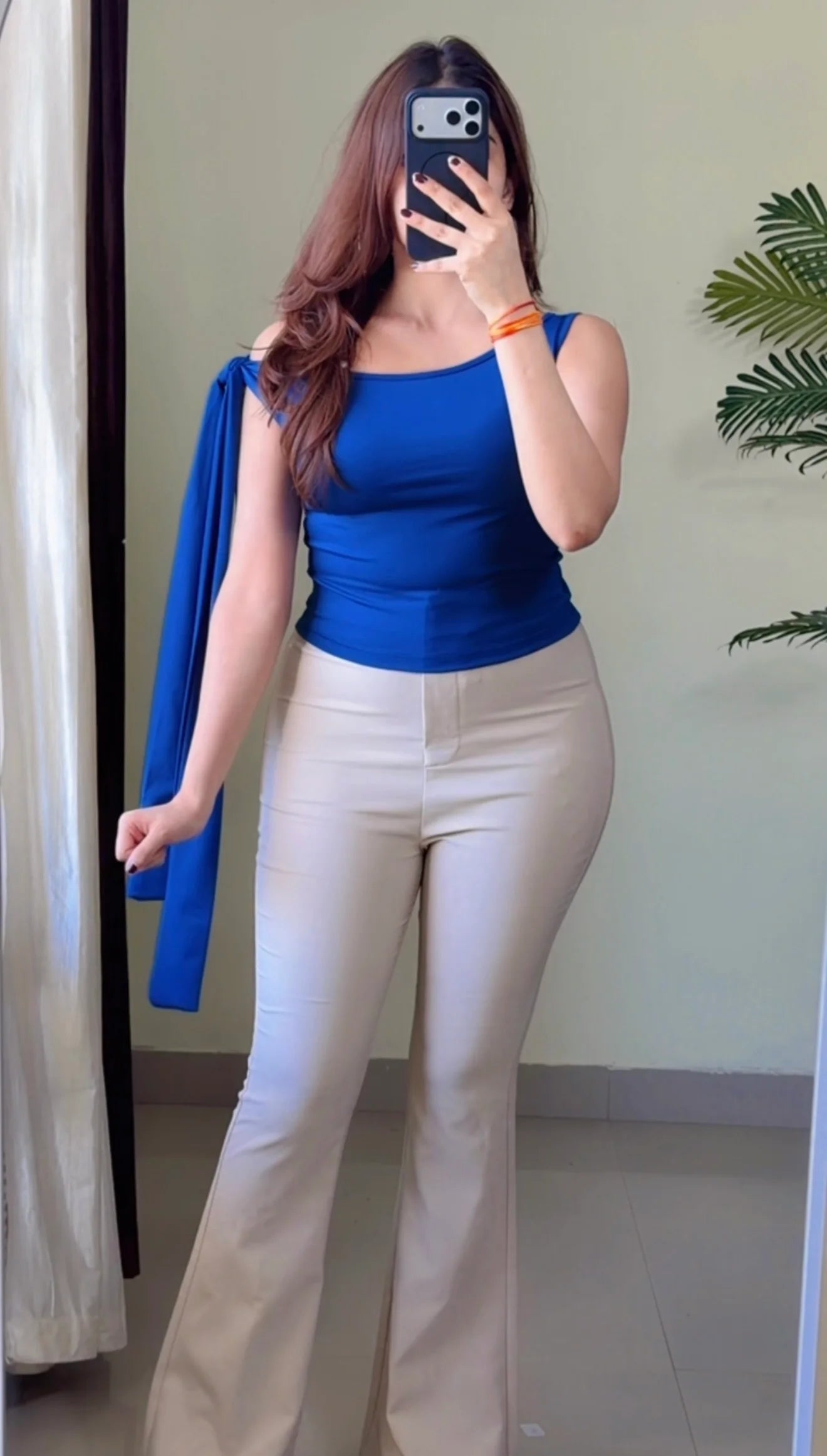 Solid asymmetric one shoulder Top