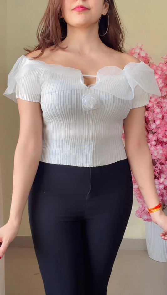 Ruffle Neck Peplum Top