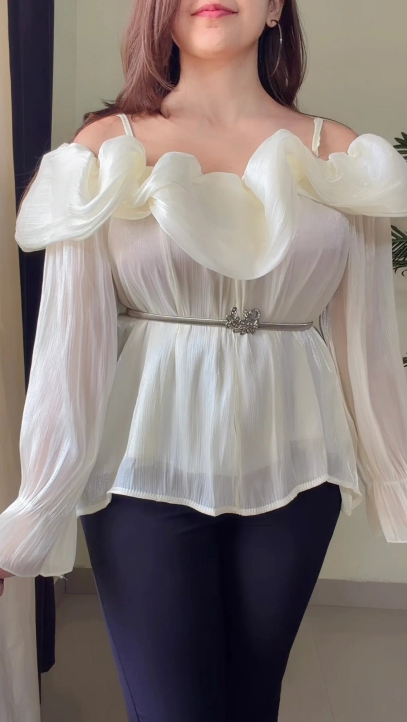 Crimson Ruffle Luxe Top