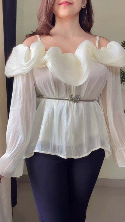 Crimson Ruffle Luxe Top