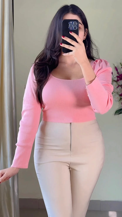 Pretty Ribbed Top- TO92