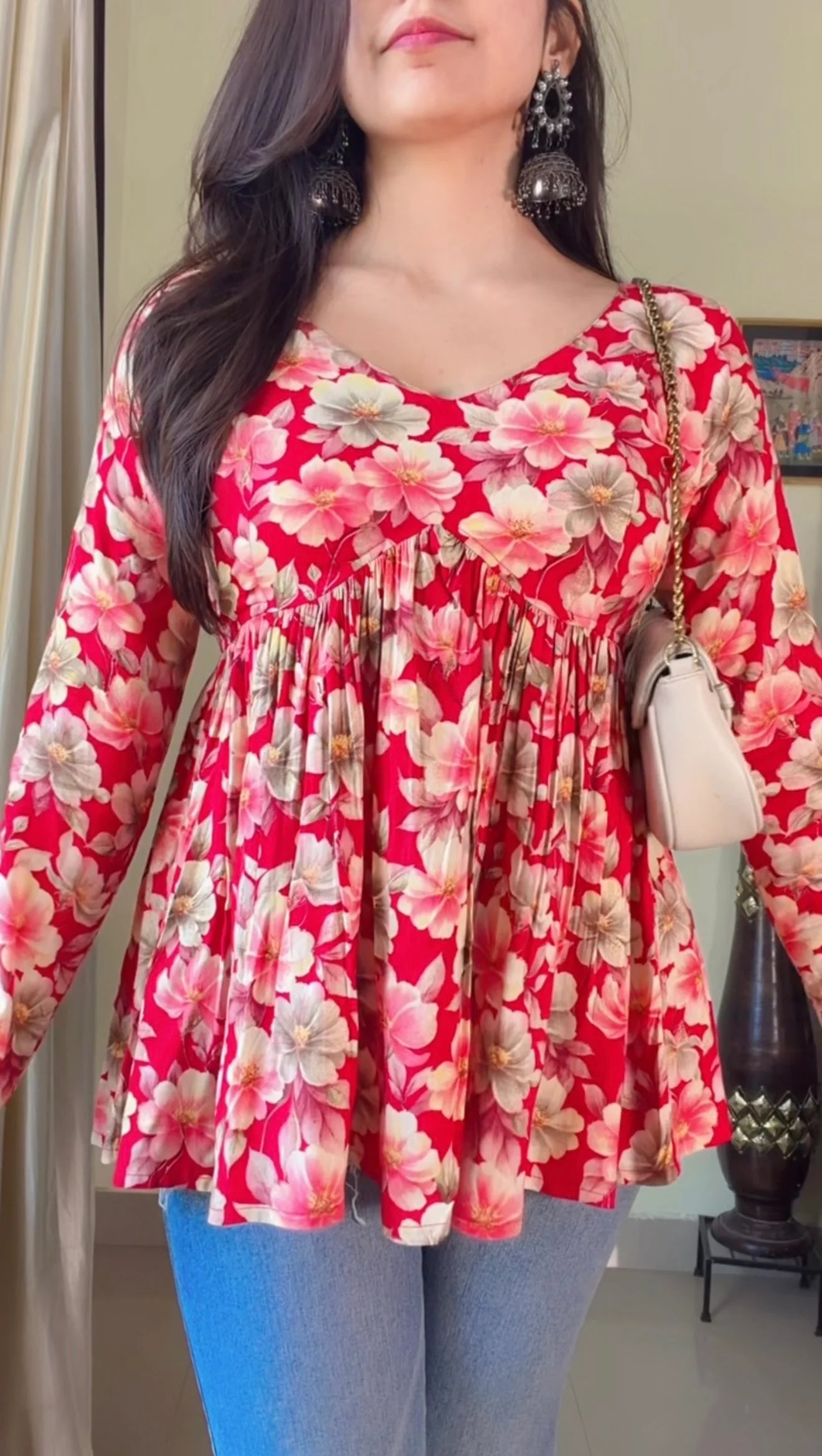 Blush Bloom Flared Short Kurti