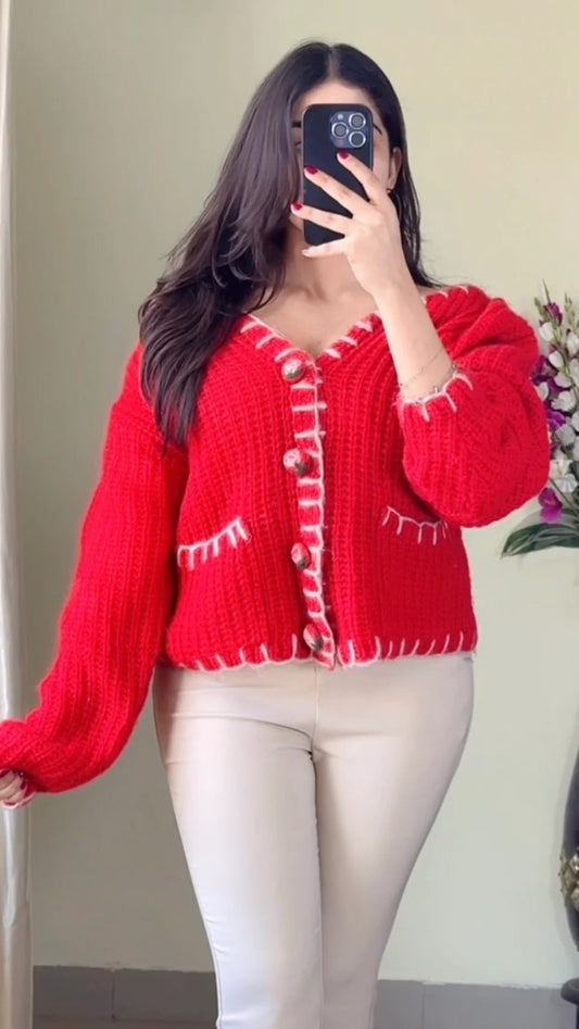 (Free Size Upto 40) Crochet Sweater- (Cb33)