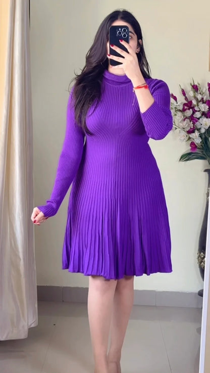 (Size- M to L) Classy Ribbed Dress- DO07