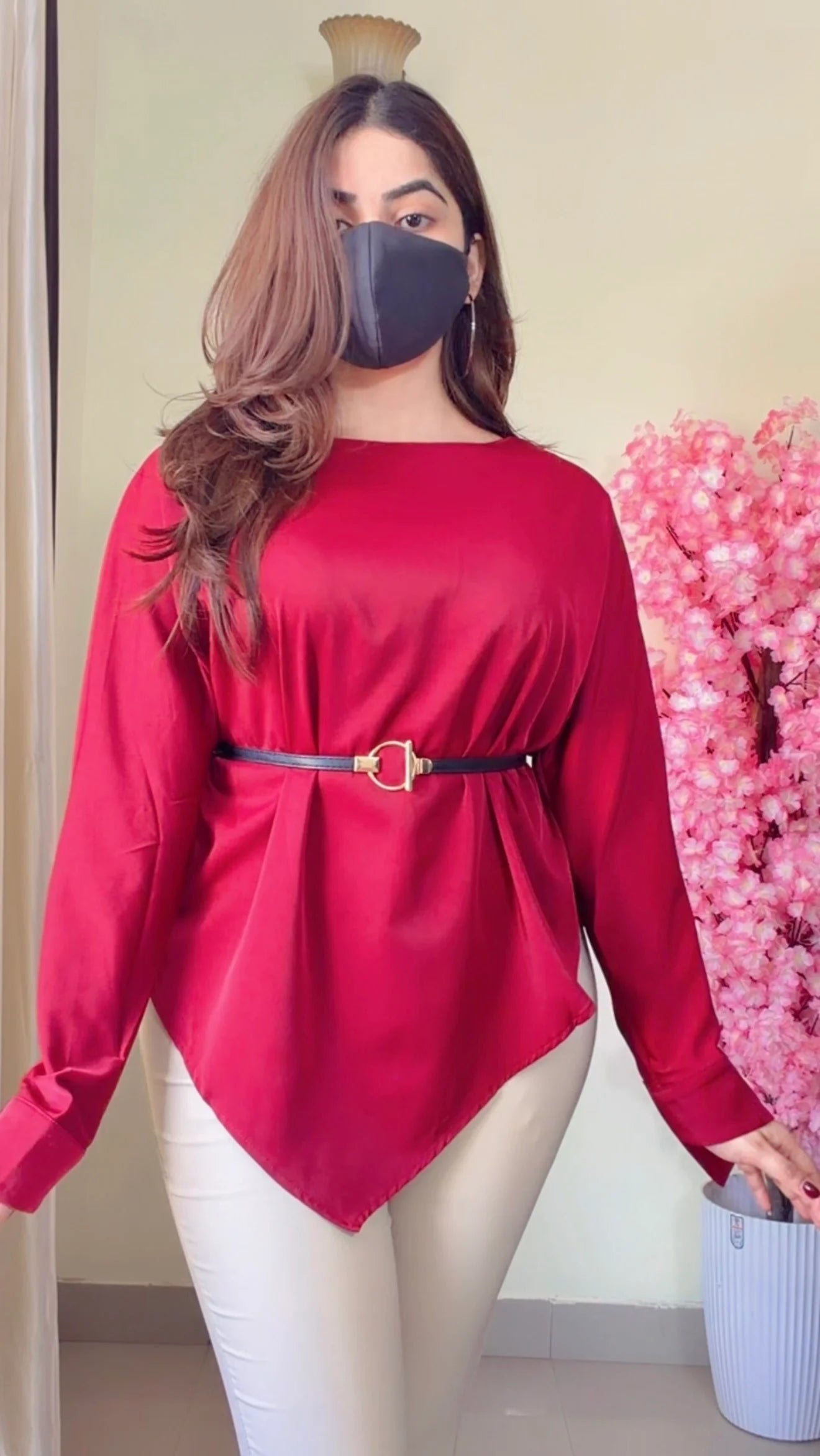 Premium Diva Drape Asym Top with Belt