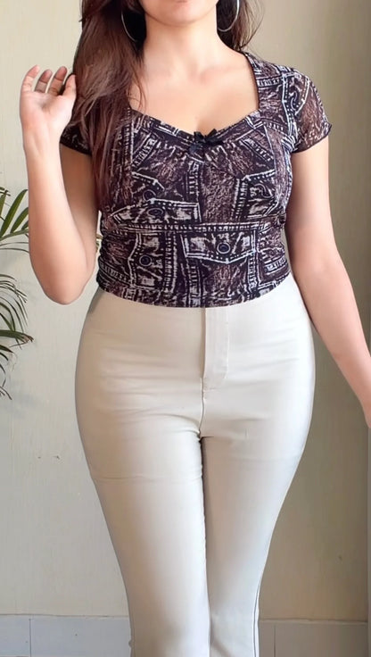 Printed Bow Top