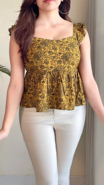 Printed Peplum Top