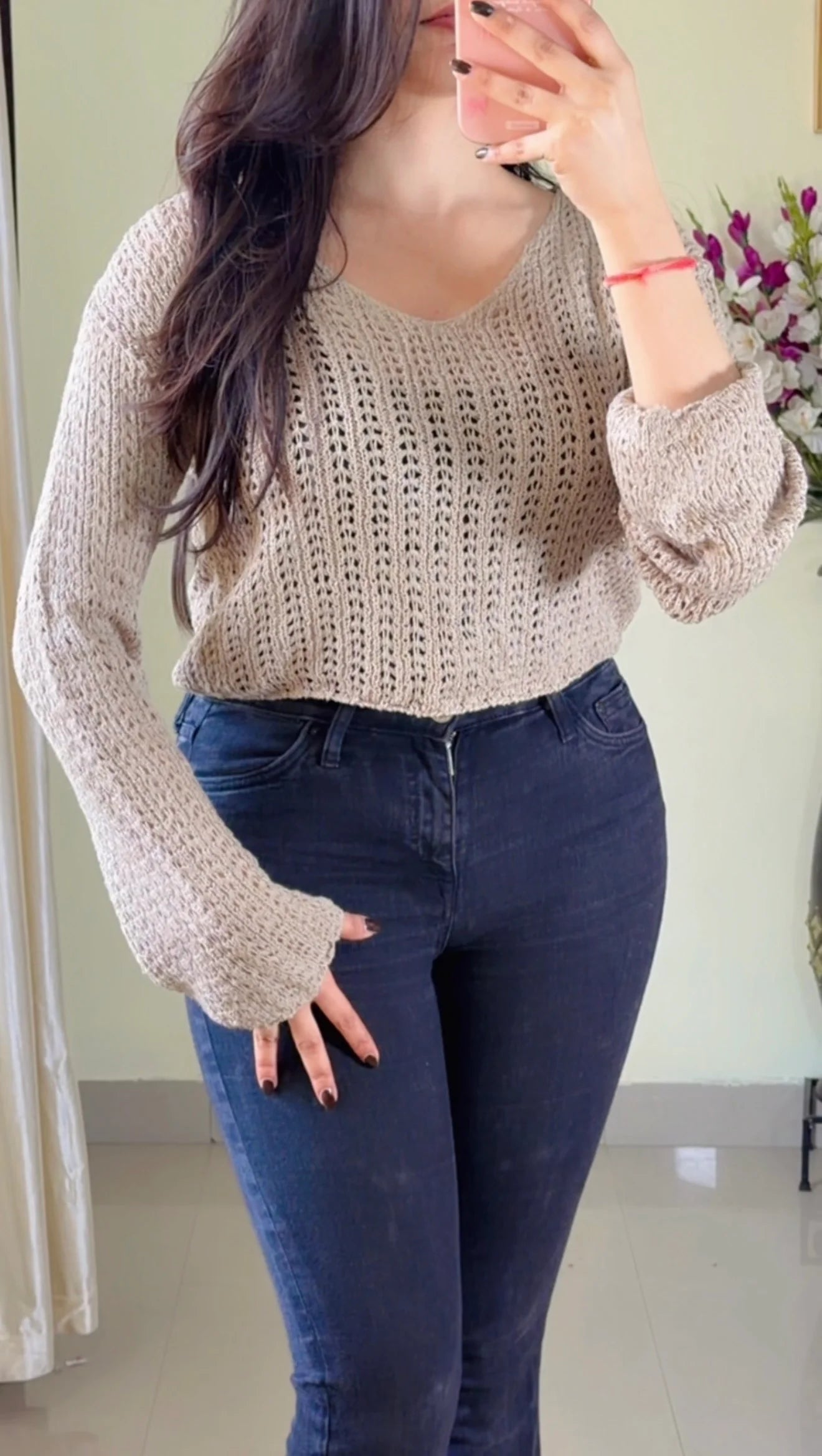 (Size-S to M) Premium Crochet Top- (C433)