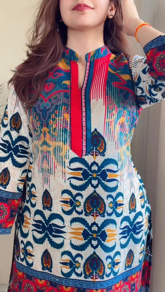 Ethnic Printed Kurta Palazzo Co-Ord Set