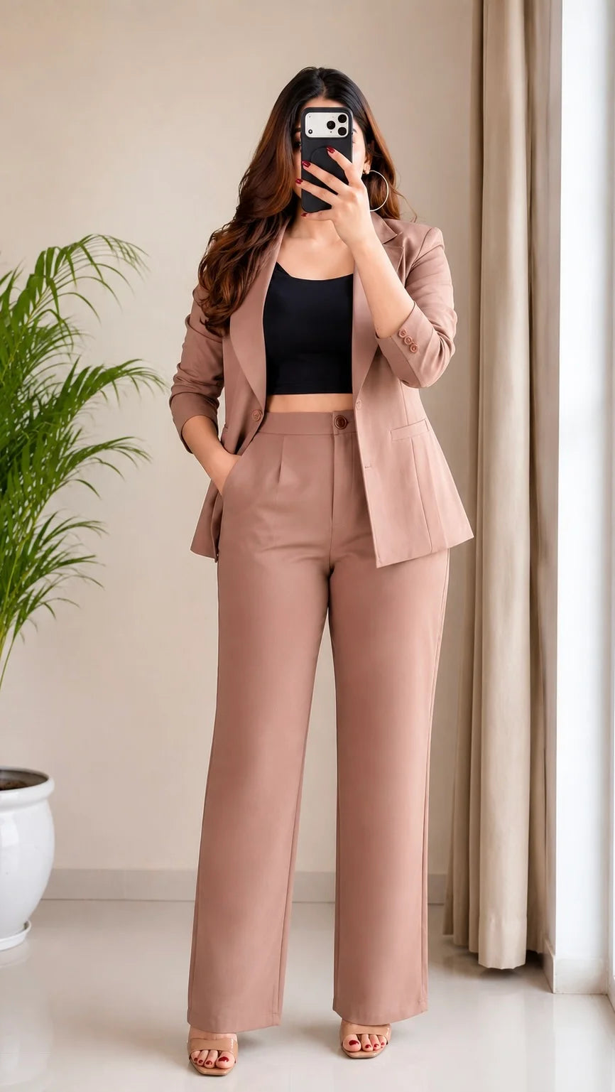 Taupe Tailored Blazer Co-ord Set
