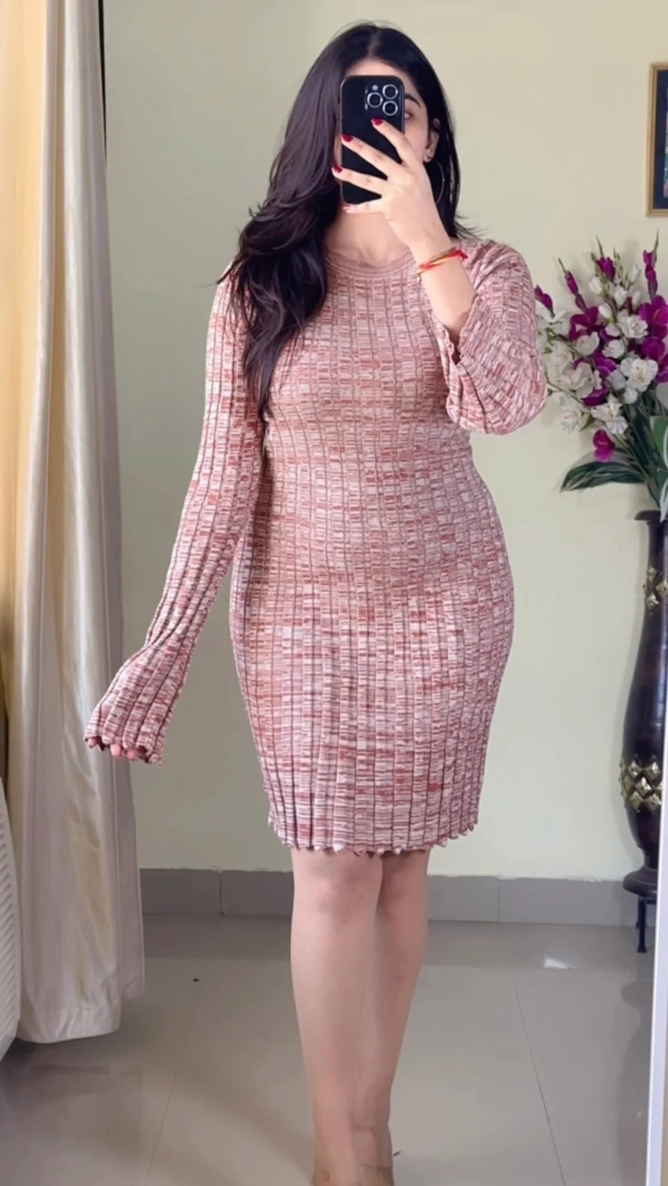 (Size-S to M) Classy Ribbed Dress- DO11