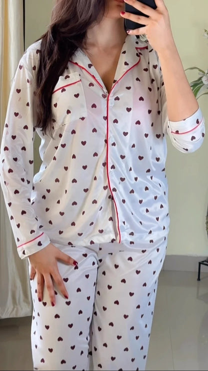 (Printed Heart) Sleeveless Pure Cotton Waistcoat With Trouser-PJ19