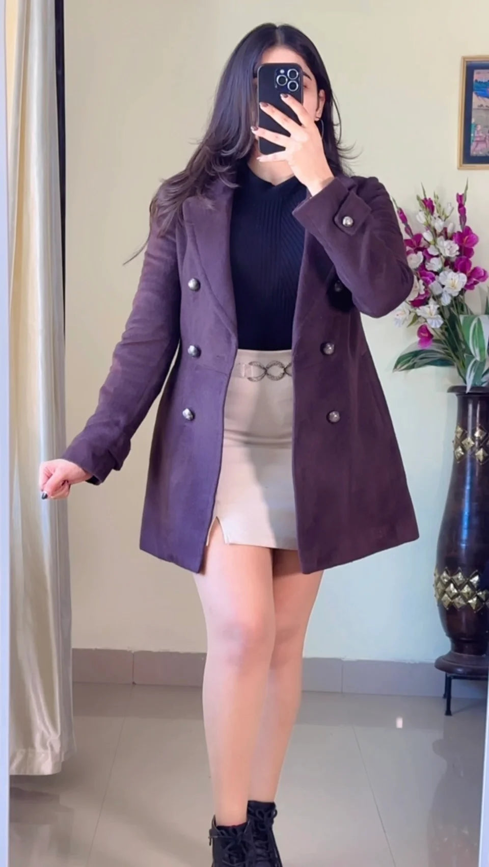 (Size-Xs to S)  Brown Winter Coat- Wo198