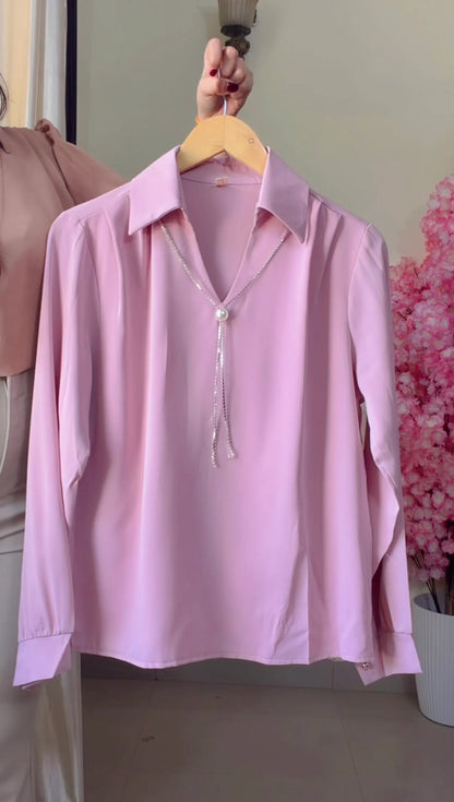 Blush Pearl Tie Shirt