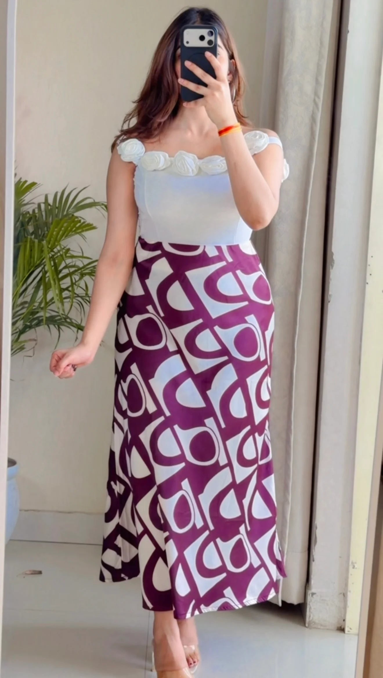 Rosette Muse Coord Set (Egg White & Deep Purple)