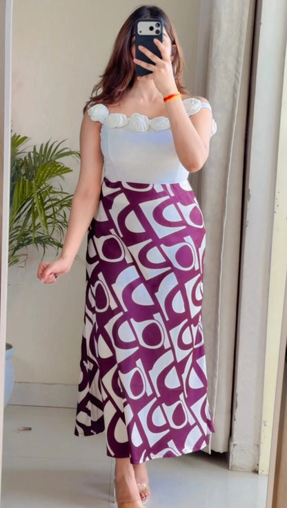 Rosette Muse Coord Set (Egg White & Deep Purple)