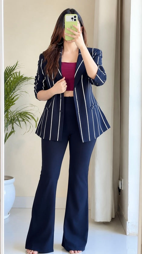 Black Stripe Premium Blazer-B-56