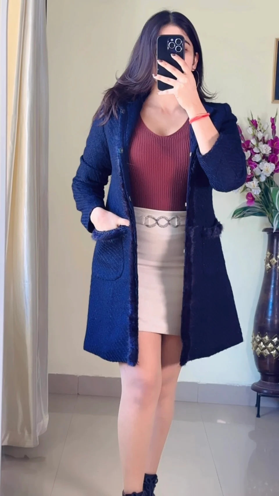 (Size-XS to S) Blue Winter Coat- Wo174