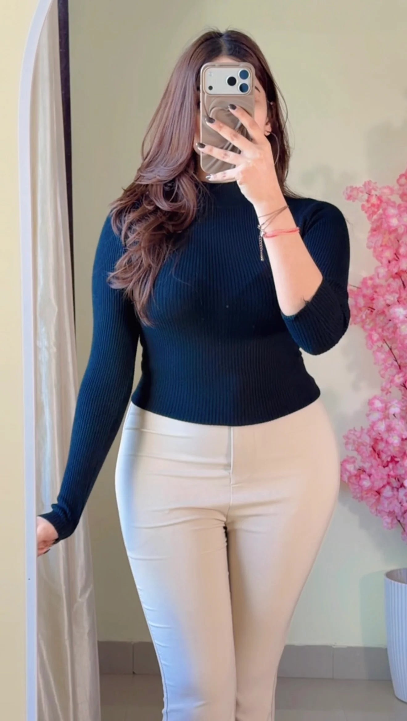 (Size-Free Size) Ribbed Top-  R458