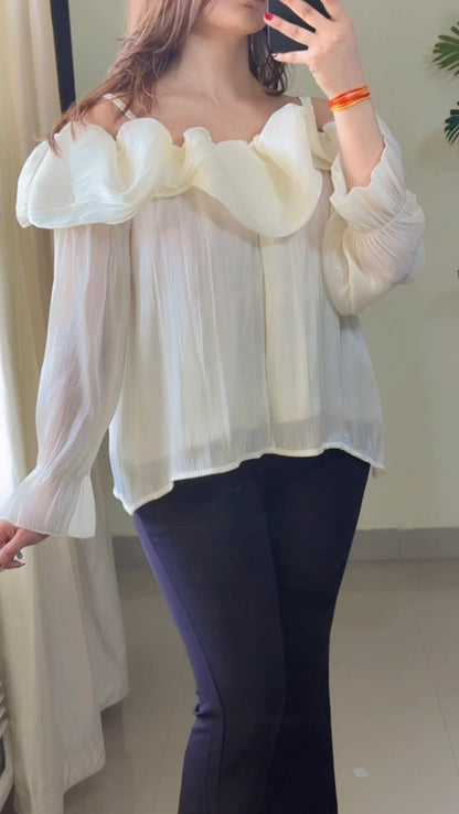 Crimson Ruffle Luxe Top