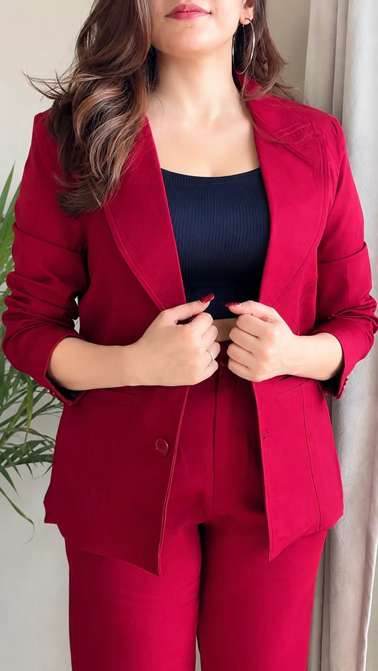 Maroon Tailored Blazer Co-ord Set