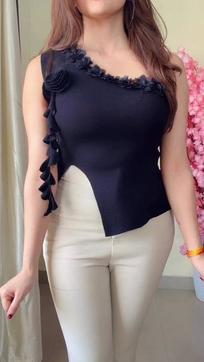 Draped Neck Ruched Top