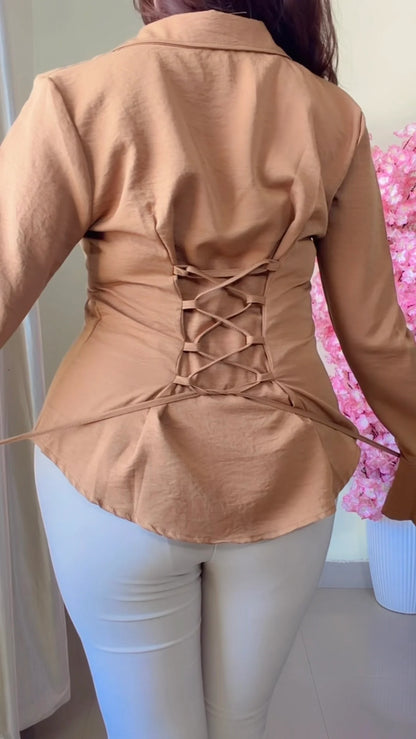 Premium Corset Back flared Sleeves Shirt