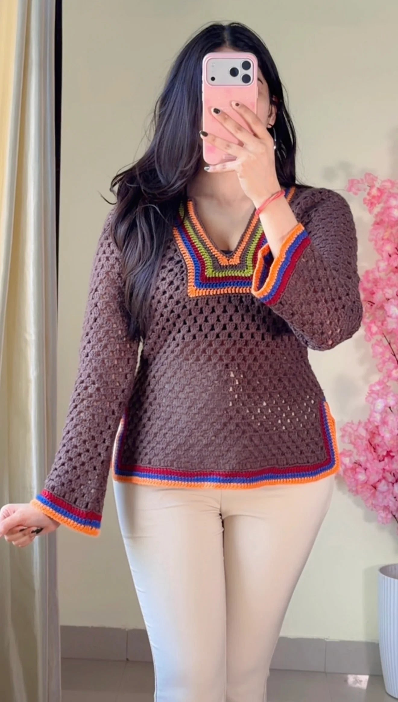 (Size- S to M) Premium Crochet Top - C451