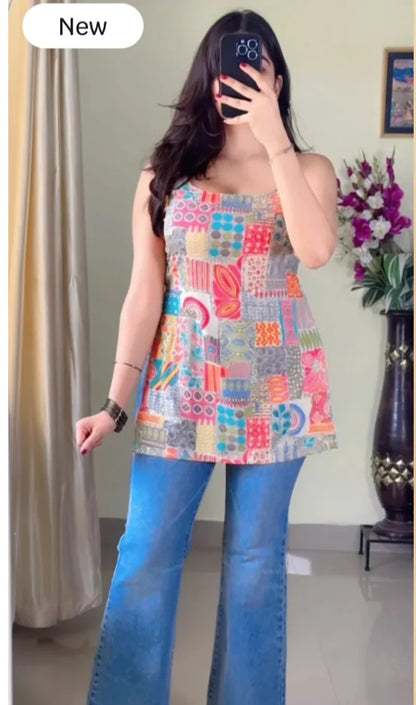 Classy Print Short Kurti KT-115