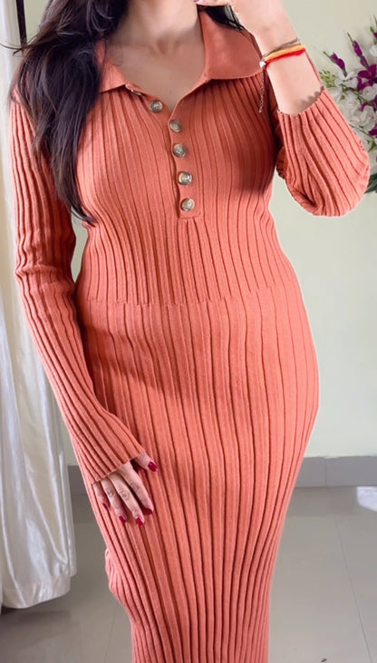(Free Size Upto 42" Bust) Pretty Ribbed  Dress- DO16