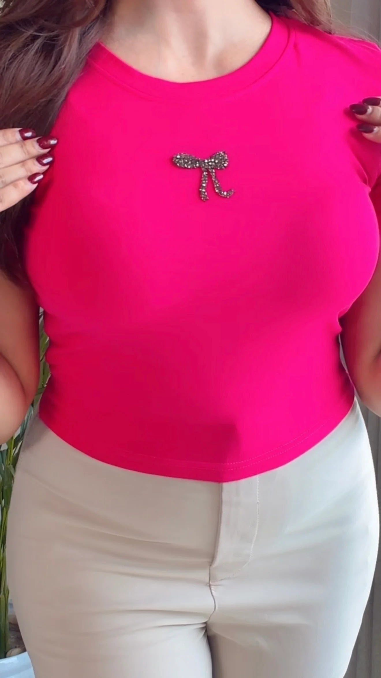 Crystal Bow Fitted Top