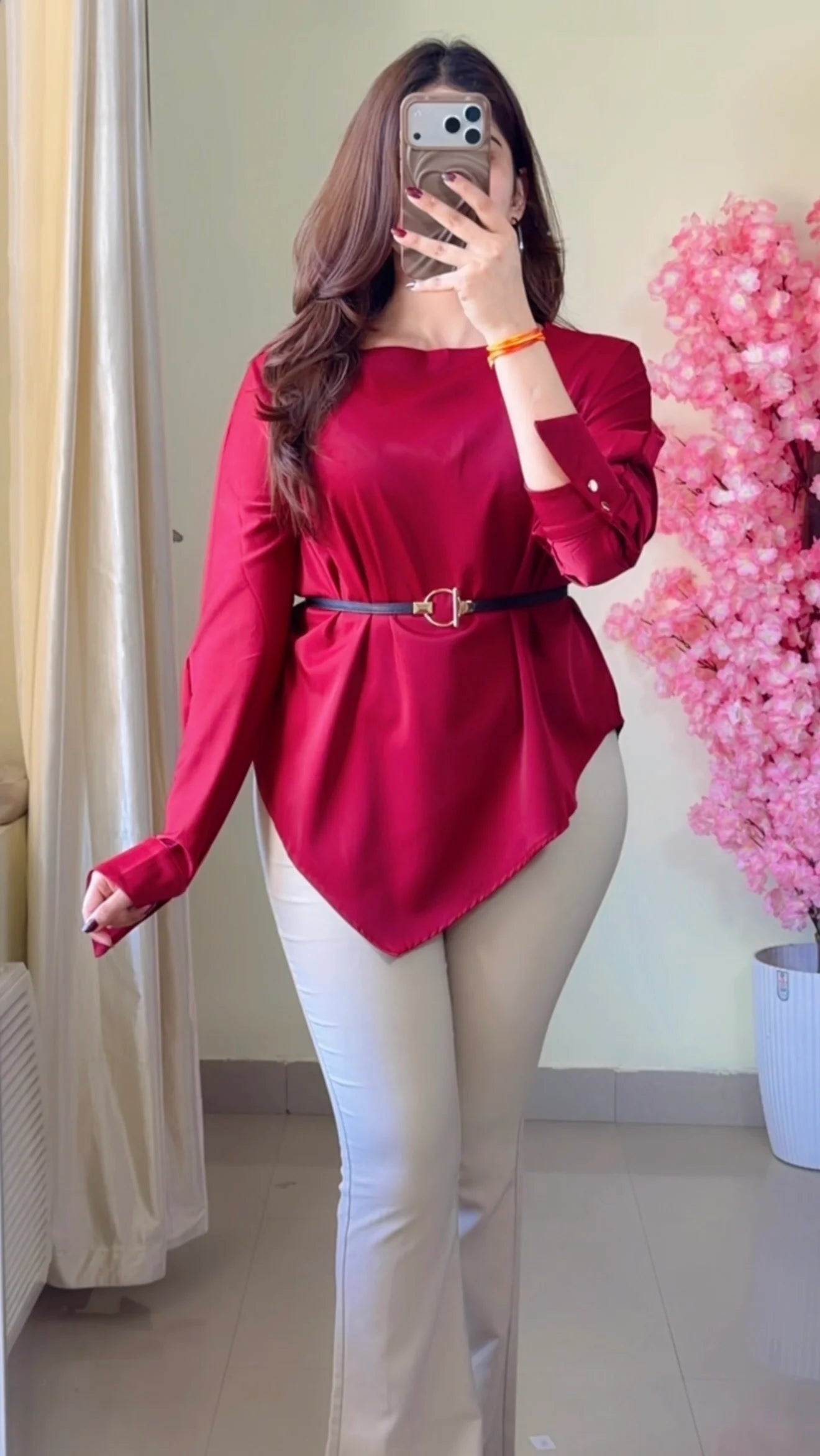 Premium Diva Drape Asym Top with Belt