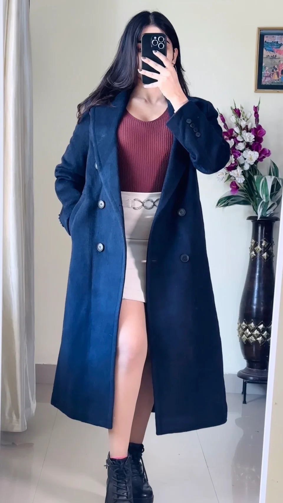 (Size-S to M) Blue Winter Coat- Wo184